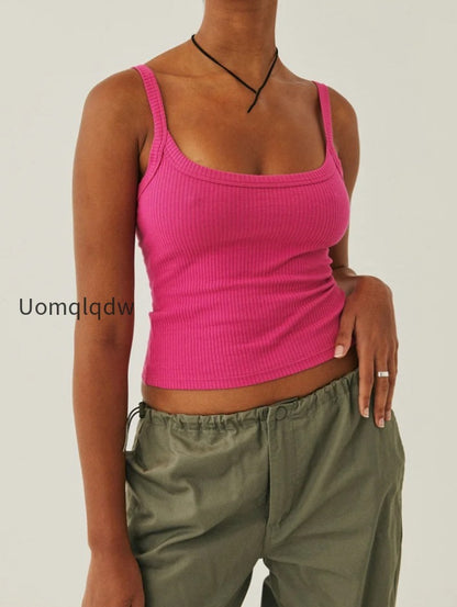sleeveless-strap-ribbed-causal-cropped-top-summer-solid-o-neck-slim-fit-exposed-navel-mini-vest-2024-crop-top