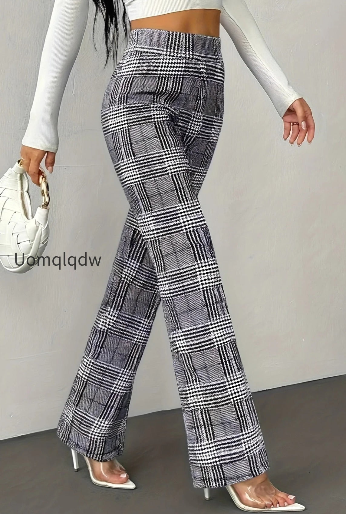 houndstooth-high-waist-slim-wool-wide-leg-pants