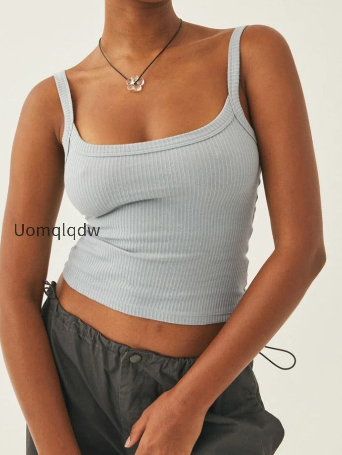 sleeveless-strap-ribbed-causal-cropped-top-summer-solid-o-neck-slim-fit-exposed-navel-mini-vest-2024-crop-top