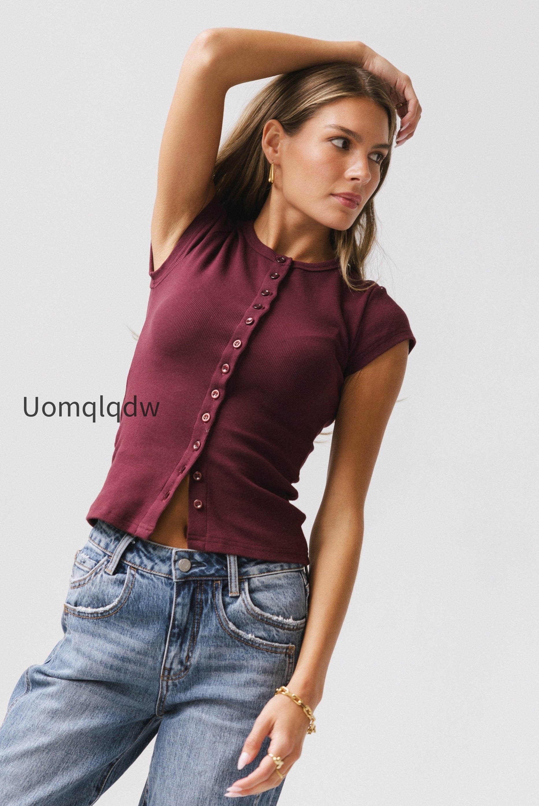 vestia-button-up-tee-in-burgundy