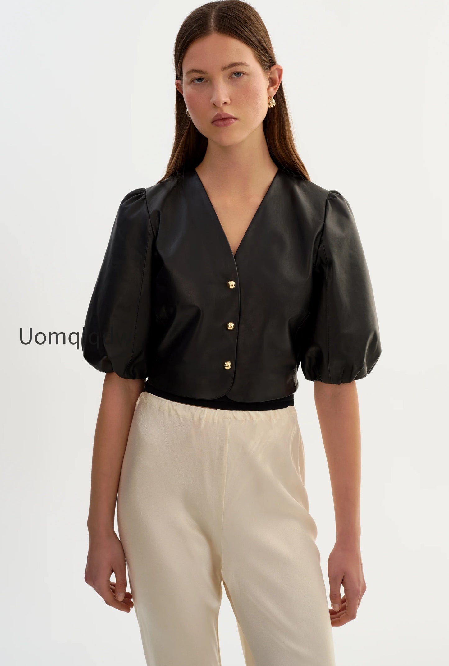 franka-balloon-sleeve-leather-blouse