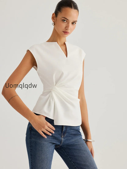 sleeveless-twisted-waist-blouse