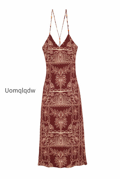 robe-midi-imprime-palmier-bordeaux-ribay