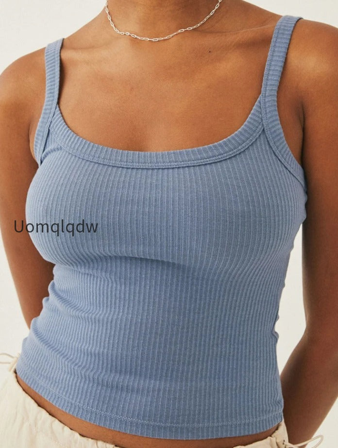sleeveless-strap-ribbed-causal-cropped-top-summer-solid-o-neck-slim-fit-exposed-navel-mini-vest-2024-crop-top