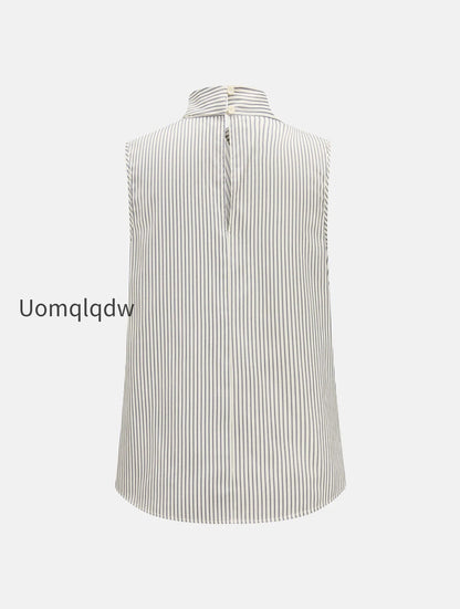 sleeveless-striped-high-neck-blouse