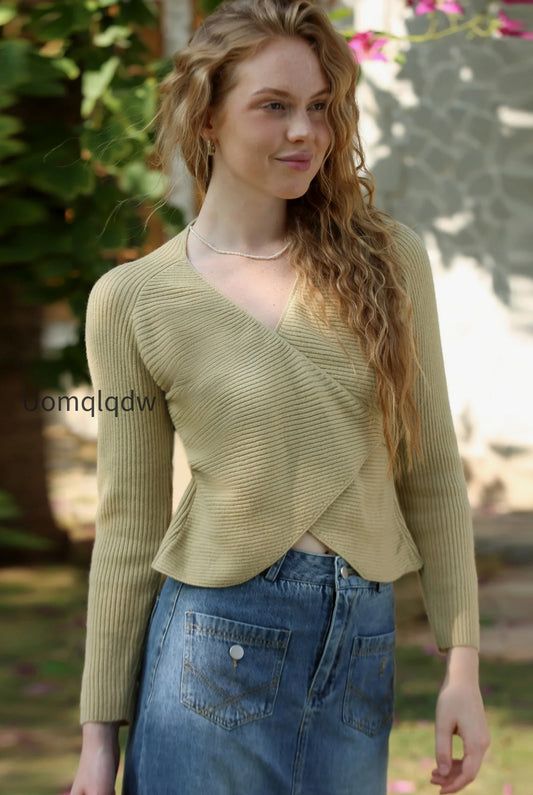 wrap-tie-front-v-neck-knit-top