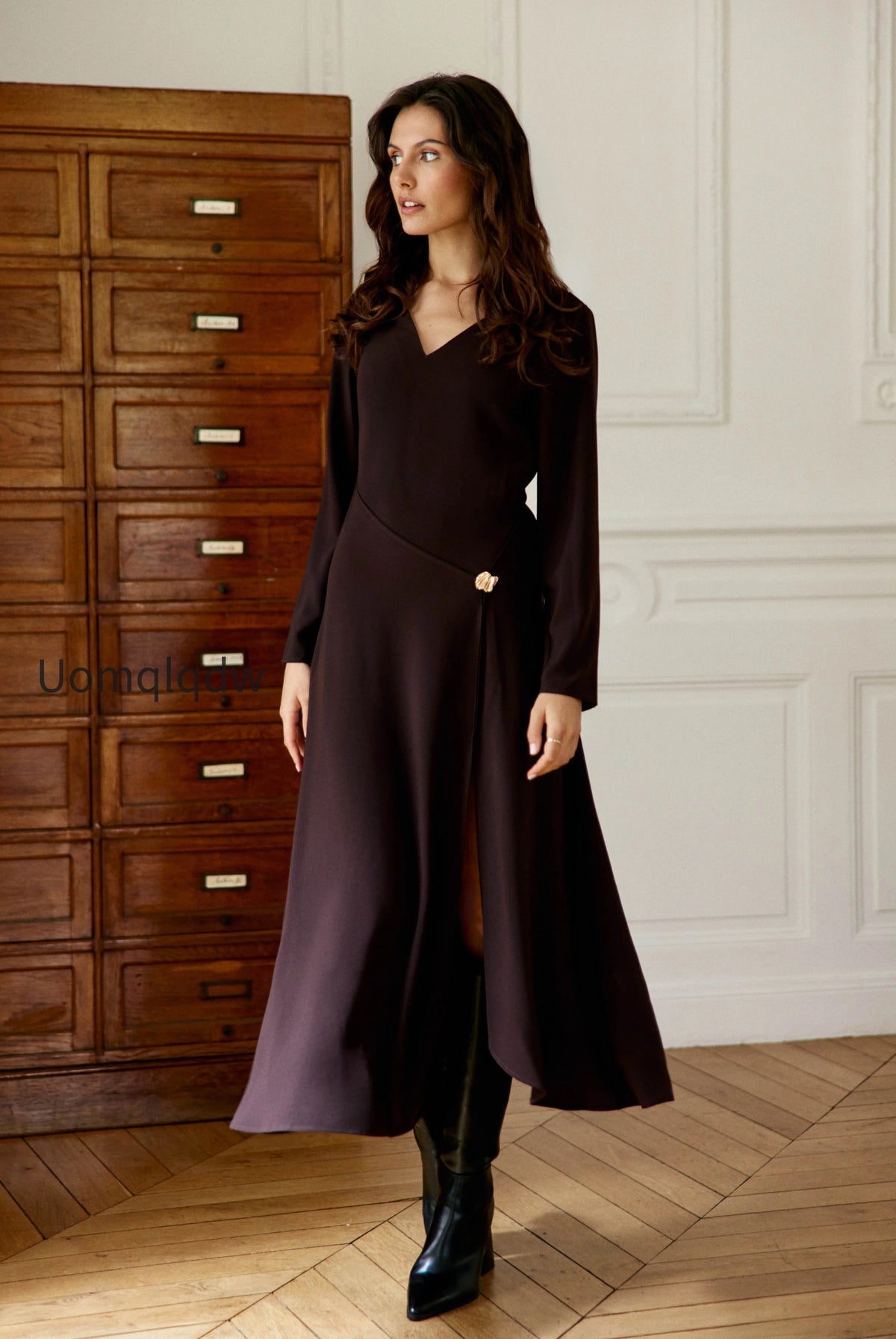 robe-midi-asymetrique-marron-rosalou
