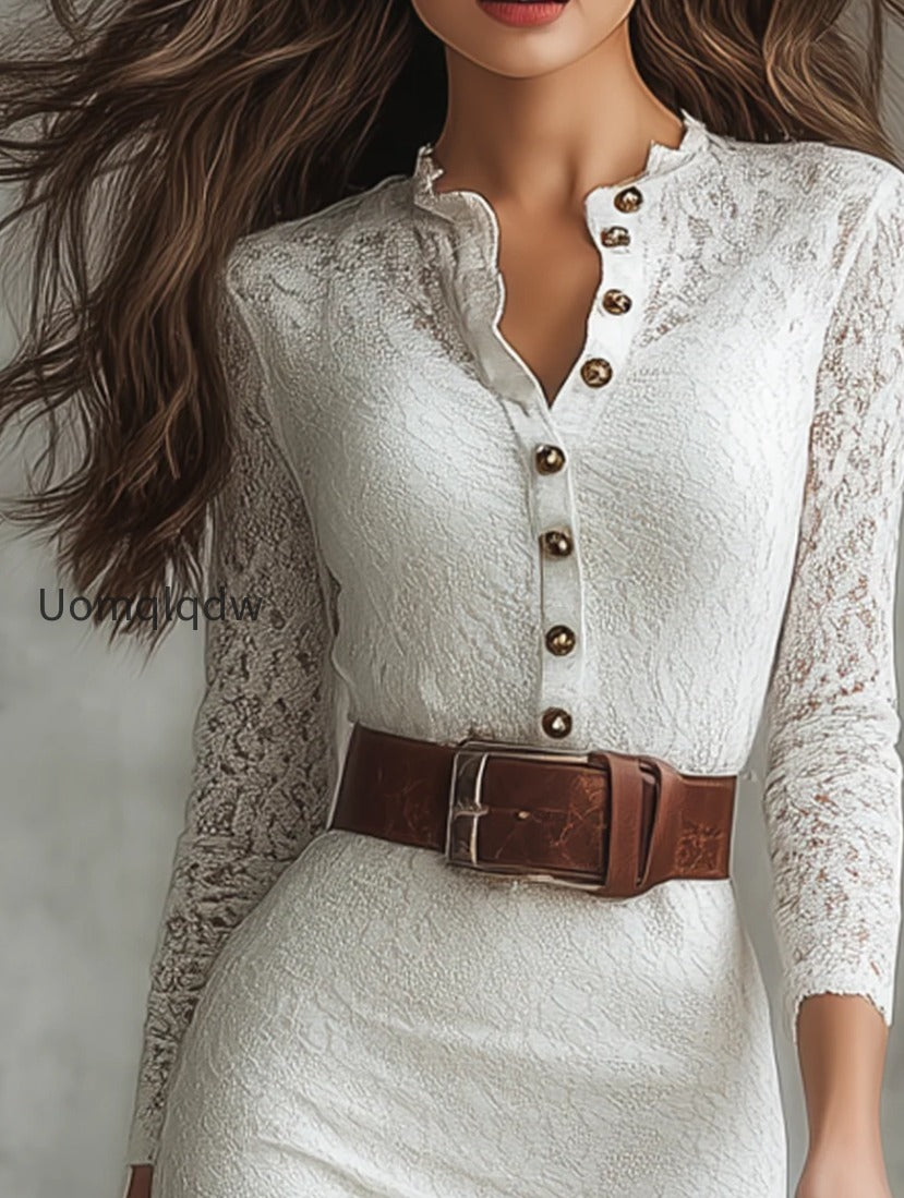 vintage-henley-collar-long-sleeve-lace-midi-dress