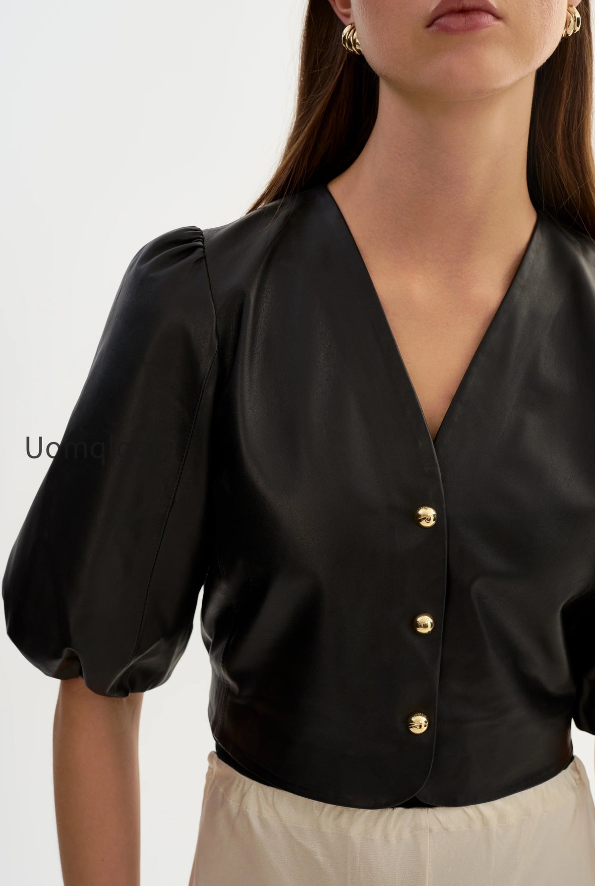 franka-balloon-sleeve-leather-blouse