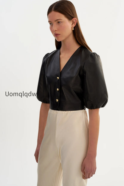 franka-balloon-sleeve-leather-blouse