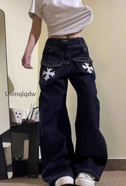 vintage-washed-cross-print-bootcut-wide-leg-plus-size-jeans